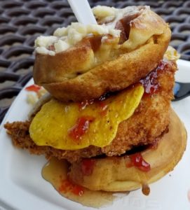 Chicken and Waffle Sandwich with Fried Egg and Strawberry Jelly Big River Cafe Oklahoma City Zoo