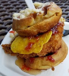 Chicken and Waffle Sandwich with Fried Egg and Strawberry Jelly Big River Cafe Oklahoma City Zoo