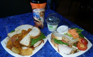 Turkey Sandwich Herbed Potato Chips Garden Salas Yogurt Blueberries Prime Meridian Cafe Dallas Zoo