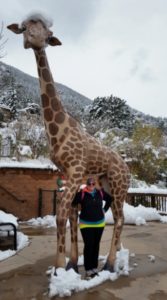 Jamie & Giraffe Statue Cheyenne Mountain Zoo Colorado Springs Colorado