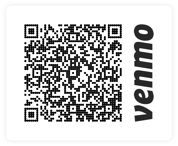 The qr code for donations to Venmo for The Zoo Review
